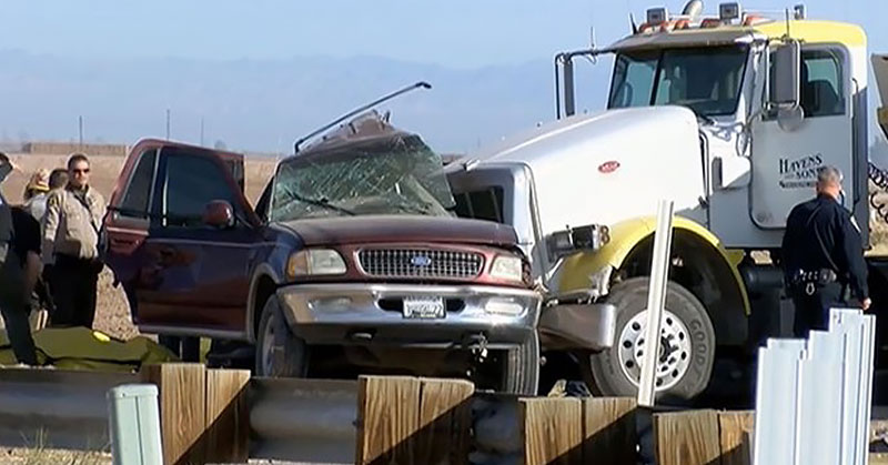 Semi-truck collides with SUV in California