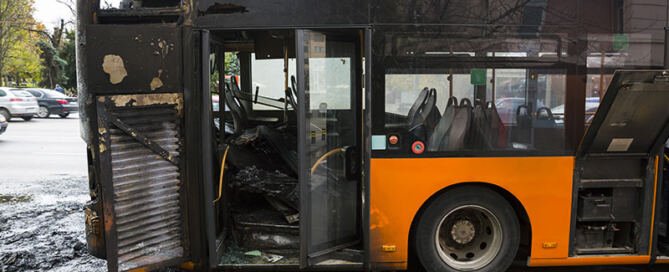 bus accident causing fire
