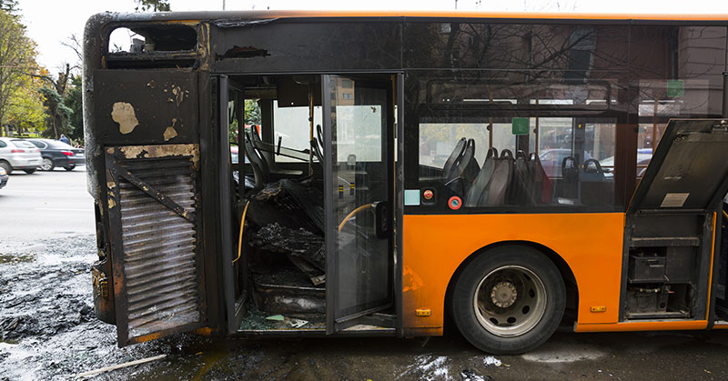 bus accident causing fire