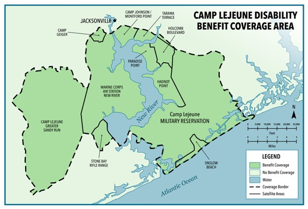 camp lejeune disability benefit coverage area