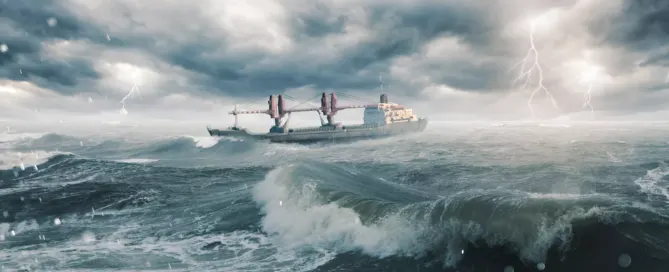ship in a stormy sea