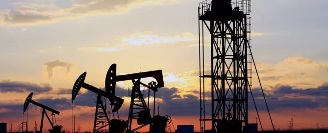 Oil rigs in the evening