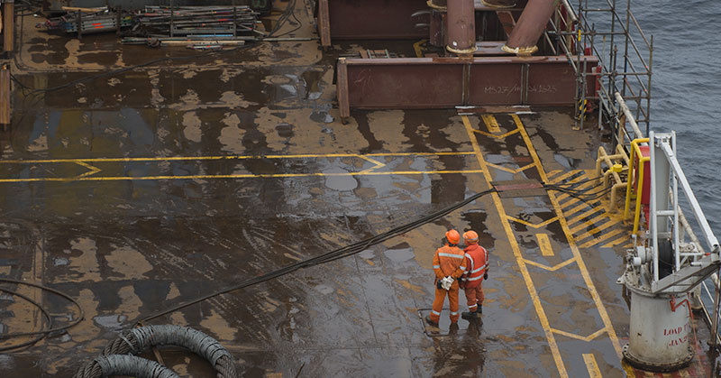 Offshore workers on an oil rig.