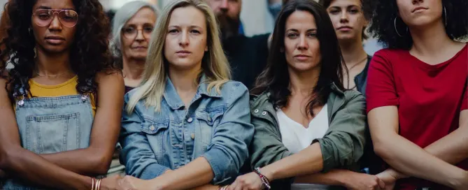 women protest