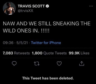 Travis Scott's Deleted Tweet
